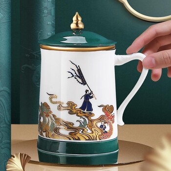 博物館文創(chuàng)禮品茶杯新款事事如愿主人杯套裝定制款