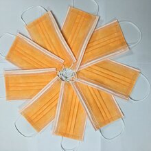 厂家直销橙色一次性民用口罩防护透气款口罩图片