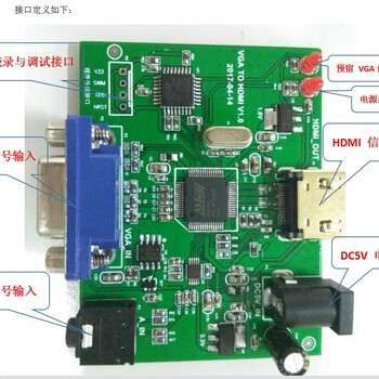 VGA/YPBPR转HDMIMS9282方案套片支持音频PCBA定制开发等