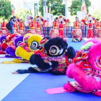 开业年会舞龙舞狮梅花桩舞狮激情水鼓鼓动未来