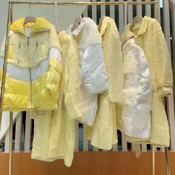 羊絨大衣20冬顆粒絨羽絨外套女裝實體店主拿貨走分批發(fā)貨源