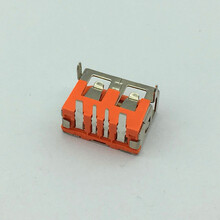 USB母座大电流短体6.3厚前两脚直边橙色