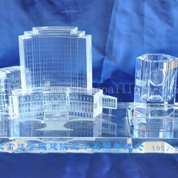 西安水晶模型摆件定制水晶内雕楼模地铁纪念品定制水晶摆件模型定制