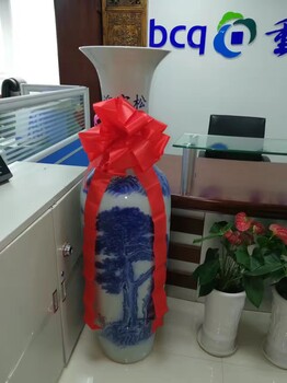 西安落地大花瓶开业客厅摆件锦绣山河1.8米装饰花瓶定制