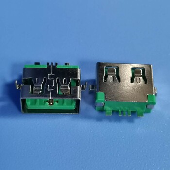 USB2.0A母沉板4PIN大电流绿色胶芯沉板USBAM大电流沉板铁壳