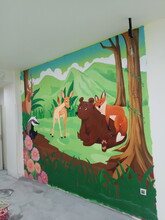 成都墙体彩绘幼儿园儿童房壁画卡通可爱墙