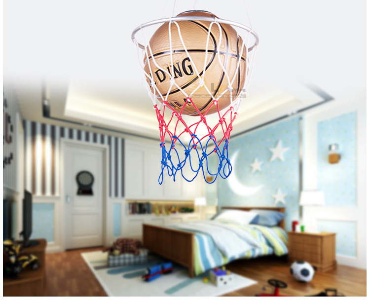 篮球吊灯儿童房吊灯现代创意篮球LED护眼灯书房灯男孩女孩卧室灯