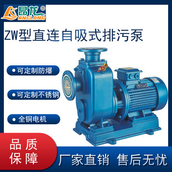 自吸泵厂家直售ZW25-8-15型无堵塞潜水排污泵直连卧式自吸排污泵