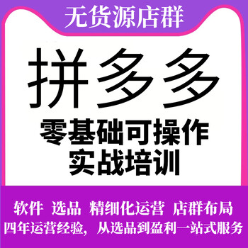 河南省拼多多无货源店群一站式培训孵化，月入收过W，0元开店。