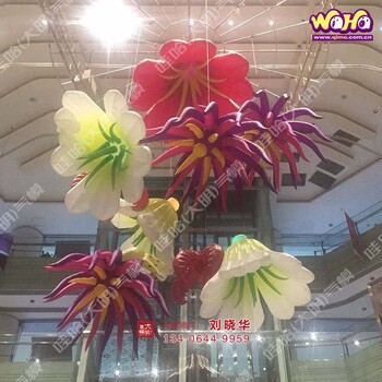 北京富力广场悬挂花朵商场中庭吊顶自动开合花仿真大型2m3m4m花朵