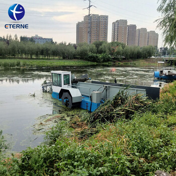 水上水草收割割草船水面垃圾打撈清理船水面除草機(jī)械
