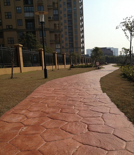 江苏城市道路承接着色脱膜粉盐城压花地坪材料景观压印模地面