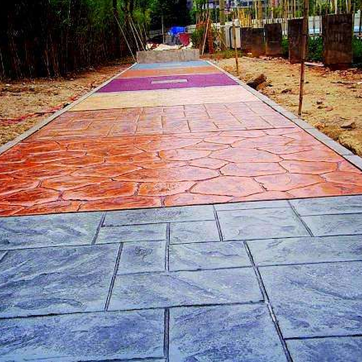 天津市政道路修建彩色艺术压模地面材料景观绿化带路面施工