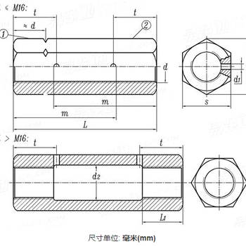 DIN1479侧面带孔六角长螺母连接螺母带孔螺母