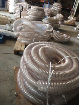 PU聚氨酯风管工业吸尘管镀铜钢丝软管透明木屑开料机伸缩通风管