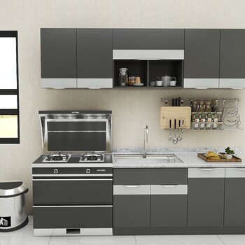 佛山全铝橱柜整体厨房厨柜定做壁柜大理石面铝合金橱柜厂家