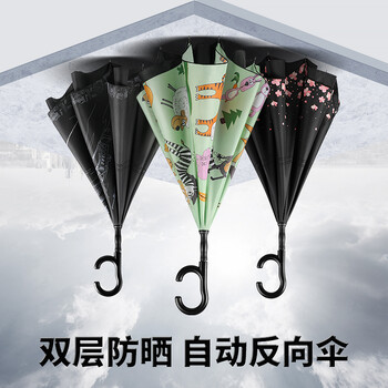 江西廣告?zhèn)愣ㄖ普翼敺?反向雙層太陽防曬防紫外線長柄傘