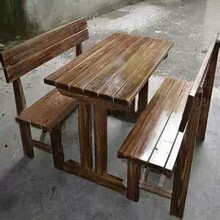广西南宁市专业生产碳化火烧木餐桌椅烧烤店桌椅酒吧餐厅家具