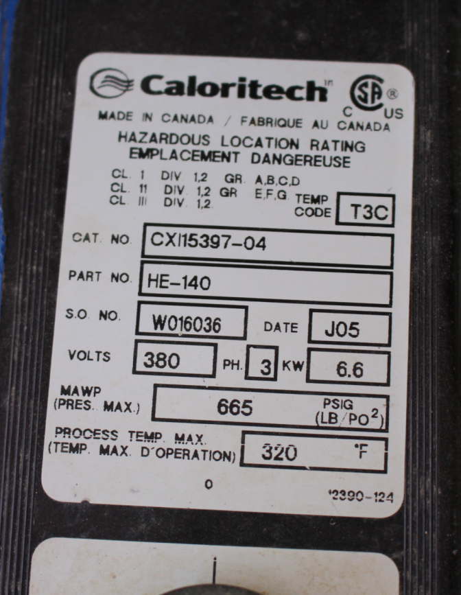 Caloritech加热器CXFT330P2529X-006