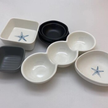 壹粵密胺餐具醬油碟醋碟定做，料碟仿瓷餐具批發(fā)