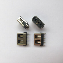 短体USB2.0母座AF10.0母座180度小直脚一字型直插黑胶芯