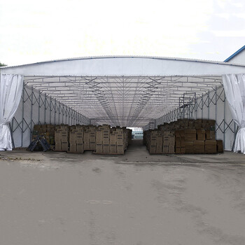 西安大型物流仓库活动帐篷户外移动遮阳雨棚伸缩式车蓬工地施工棚