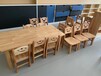 幼兒園學校橡木松木兒童六人課桌椅批發