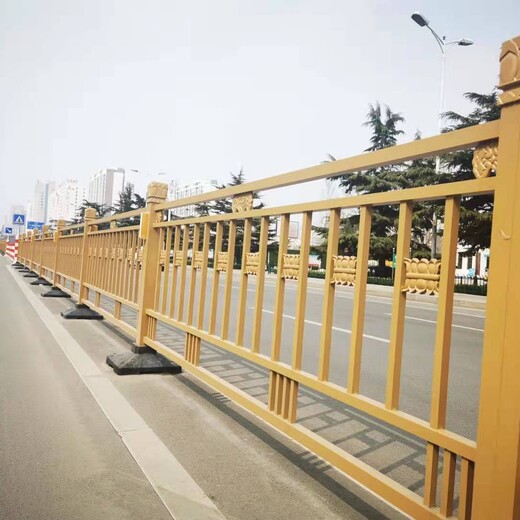 城市道路金色栏杆防撞黄金护栏莲花护栏金黄铁艺隔离莲花护栏杆