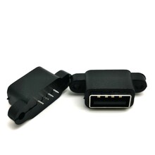 USB2.0防水A母180度直插4p防水母座黑胶带螺丝孔