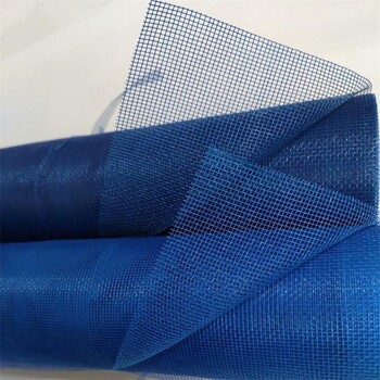 蓝色玻纤窗纱PVC加固防抽丝窗纱