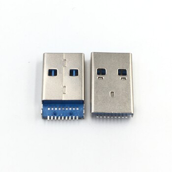 USB连接器USB公头AM3.0沉板2.5直脚贴片蓝胶有柱