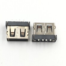 USB母座AF2.0短体1090度四脚插板贴片平口直边
