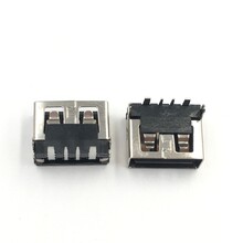 USB母座AF2.0短体10.090度后两脚插板插件平口直边大电流H6.3