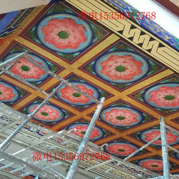济南生产古建筑彩绘吊顶寺庙彩绘吊顶的厂家
