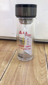 西安富光牌玻璃杯代理水舟双层玻璃杯内壁做字