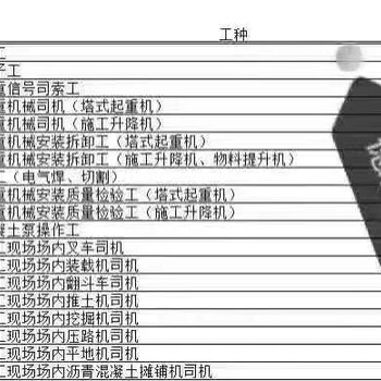 电工焊工架子工塔吊施工升降机挖掘机装载机