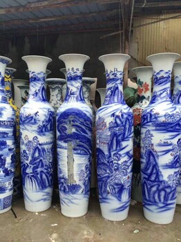 高脖子大花瓶西安青花仿古風(fēng)花瓶擺件銷售