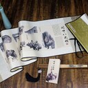陜西關(guān)中八大怪絲綢卷軸配絲綢折扇兩件套西安旅游特色紀(jì)念品批發(fā)