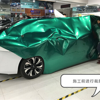 传祺AionX改色贴膜施工，车身超亮金属祖母绿改色膜，杭州汽车改色施工