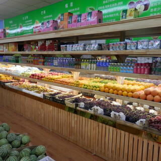 天津汉沽超市水果货架展示架多功能水果架子蔬菜架子果蔬架钢木便利店木质图片3