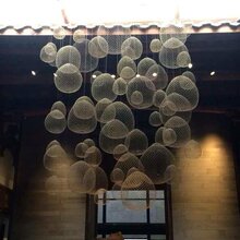 铭星灯饰设计手工编织餐厅酒吧酒店工程创意led满天星云朵吊灯北欧铁丝网吊灯图片