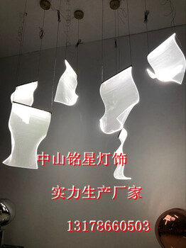 辦公大樓員工餐廳茶水間休息室現(xiàn)代時(shí)尚藝術(shù)裝飾亞克力飄帶燈