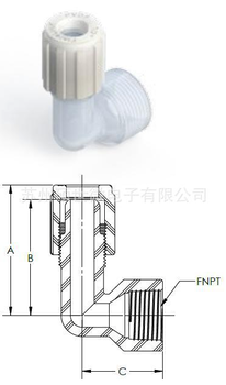 纯TEFLON由令内牙弯头PFA阴螺纹弯头PFA外丝弯头FE4-2N-1