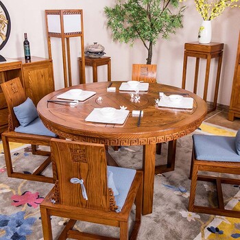 东莞展博家具实木餐桌白蜡木中式餐桌可定制批发