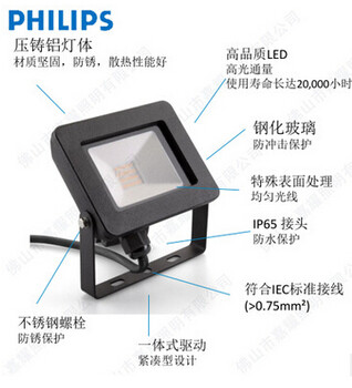 飞利浦泛光灯晨昕LED投光灯10W/瓦20W/瓦17341/17342招牌灯