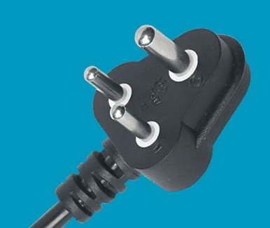 ISI/IS印度插头电源线认证IS1293三芯插头品字尾