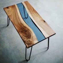 厂家直销胡桃木树脂桌子创意实木大板室内实木餐桌家具茶桌椅组合