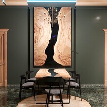 胡桃木实木大板桌原木树脂餐桌椅组合新中式个性家具禅意茶家具