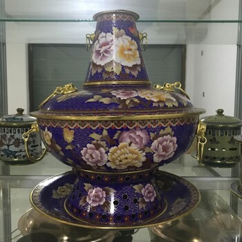 景泰藍銅火鍋純紫銅加厚手工制作景泰藍火鍋