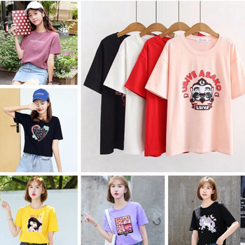 西安便宜T恤韩版女士短袖夏季服装批发纯棉T恤清货3-5元